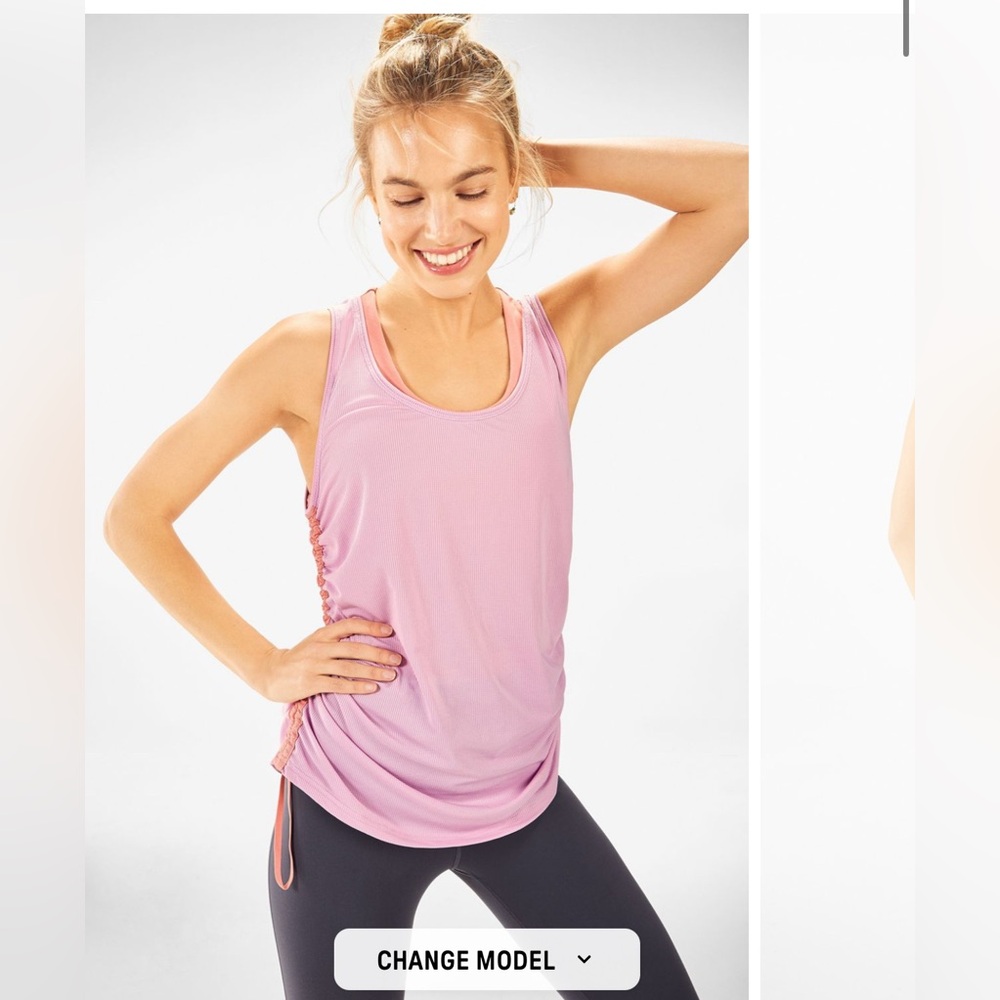 Fabletics Cashel Side Cinch Tank size S 
Women's Pink Tank Top